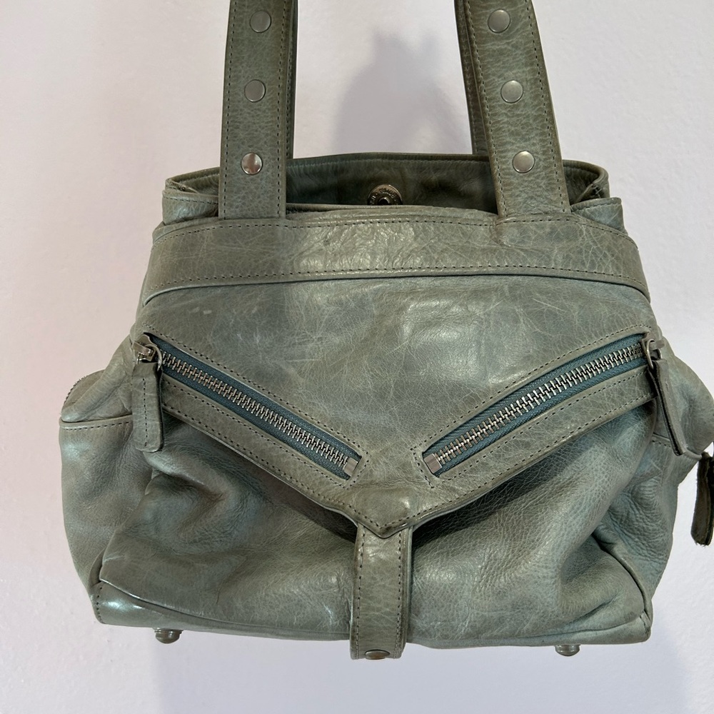 BOTKIER GREY LEATHER MOTORCYCLE BAG